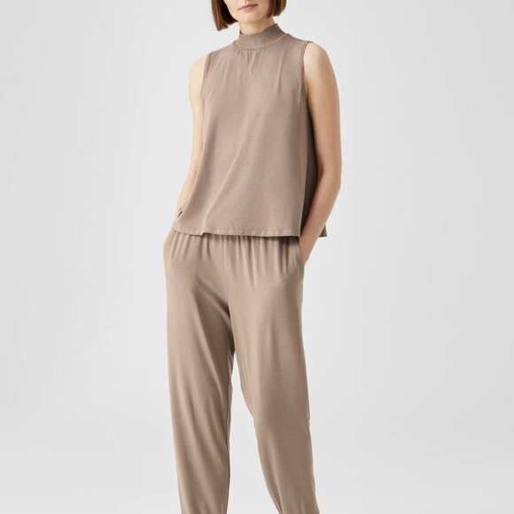 Eileen Fisher Barley Basic Length Fine Jersey Mock Neck Tank - Picture 2 of 5